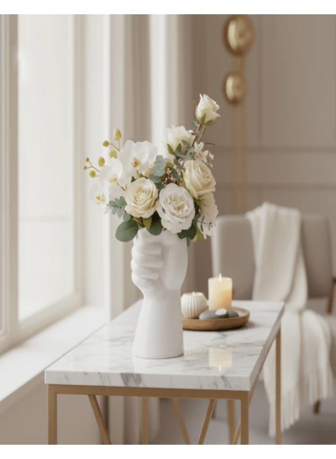 AKDC Creative Hand-Shaped Ceramic Decorative Vase – Elegant White Artistic Home Décor Accent, 20 × 10 cm - Image 1